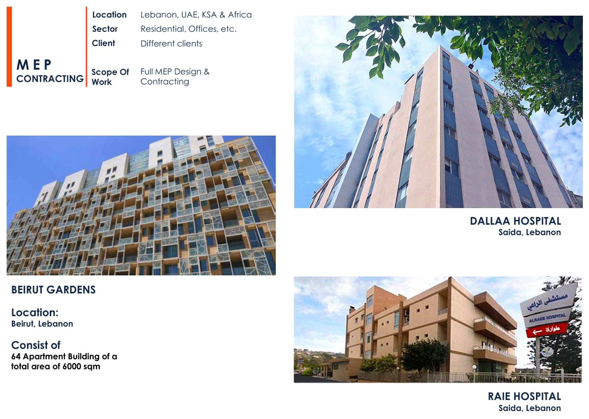 Beirut Gardens, Dallaa Hospital & Raie Hospital
